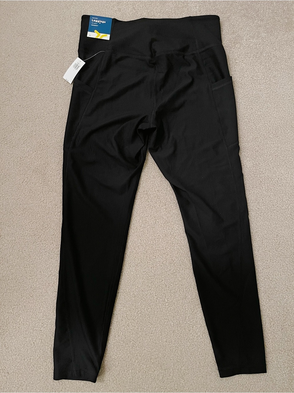 NWT Old Navy Black PowerSoft High-Rise 7/8 Ribbed Athletic Leggings (size Large) - Picture 5 of 10